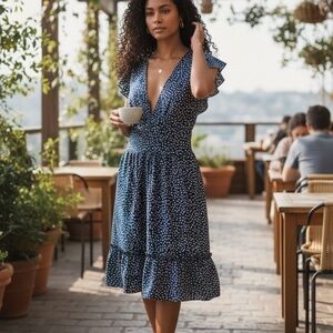 Chic Navy Polka Dot Mini Dress